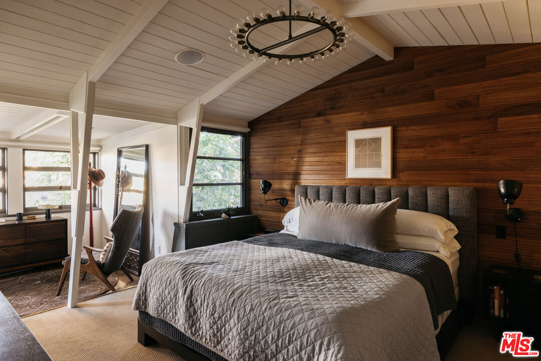 2044 Mayview Drive Los Angeles, CA 90027 - Photo 21 of 44 a bedroom with a bed window and wall painting