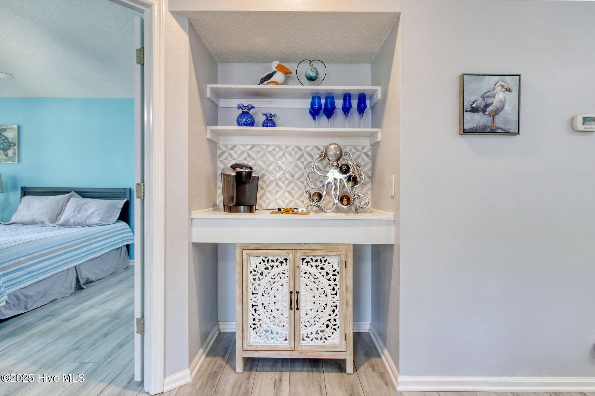 223 Clubhouse Road, Unit 5 Sunset Beach, NC 28468 - Photo 7 of 35 Beverage area and built-in Shelving.
