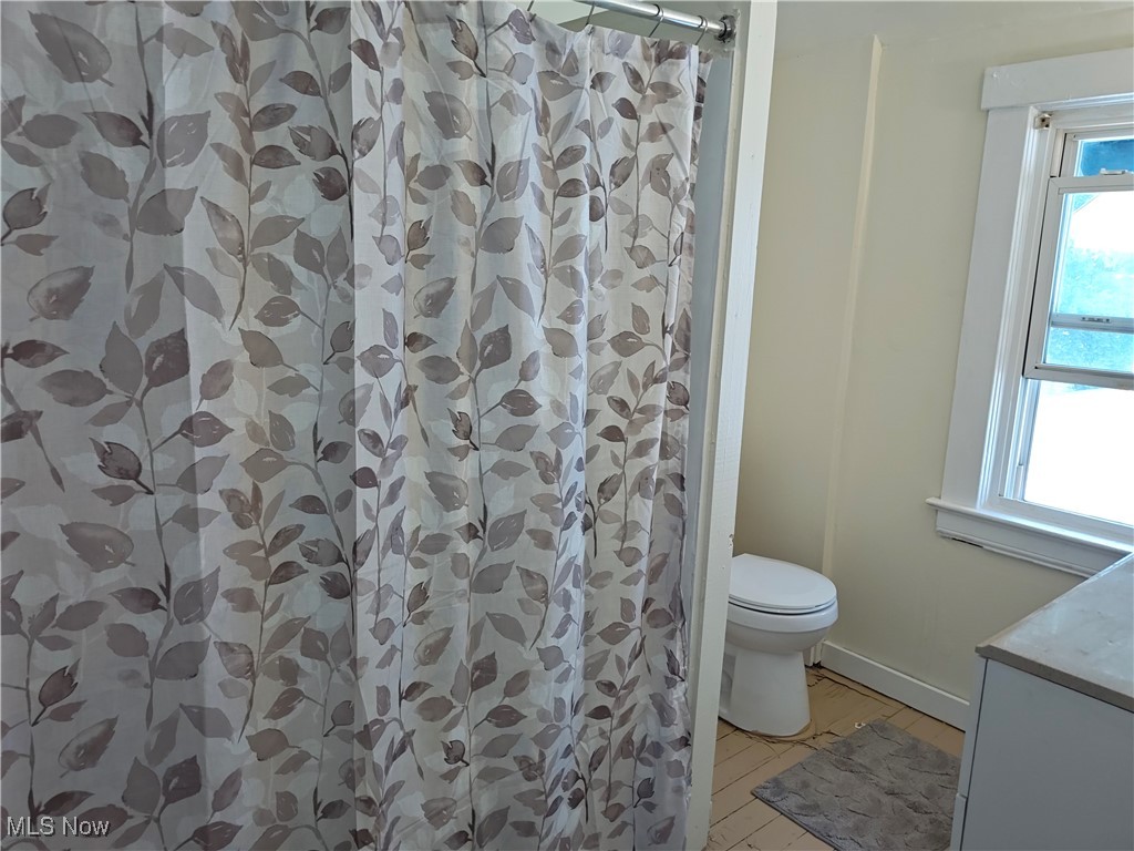 5213 Reed Avenue Ashtabula, OH 44004 - Photo 18 of 35 Full bath with vanity, curtained shower, and wood finished floors