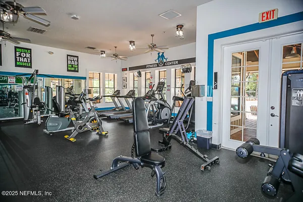 a view of a room with gym equipment