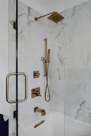 a bathroom with shower