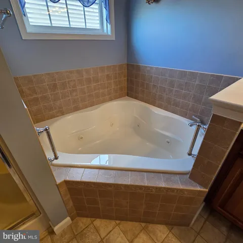 a bathroom with a bathtub