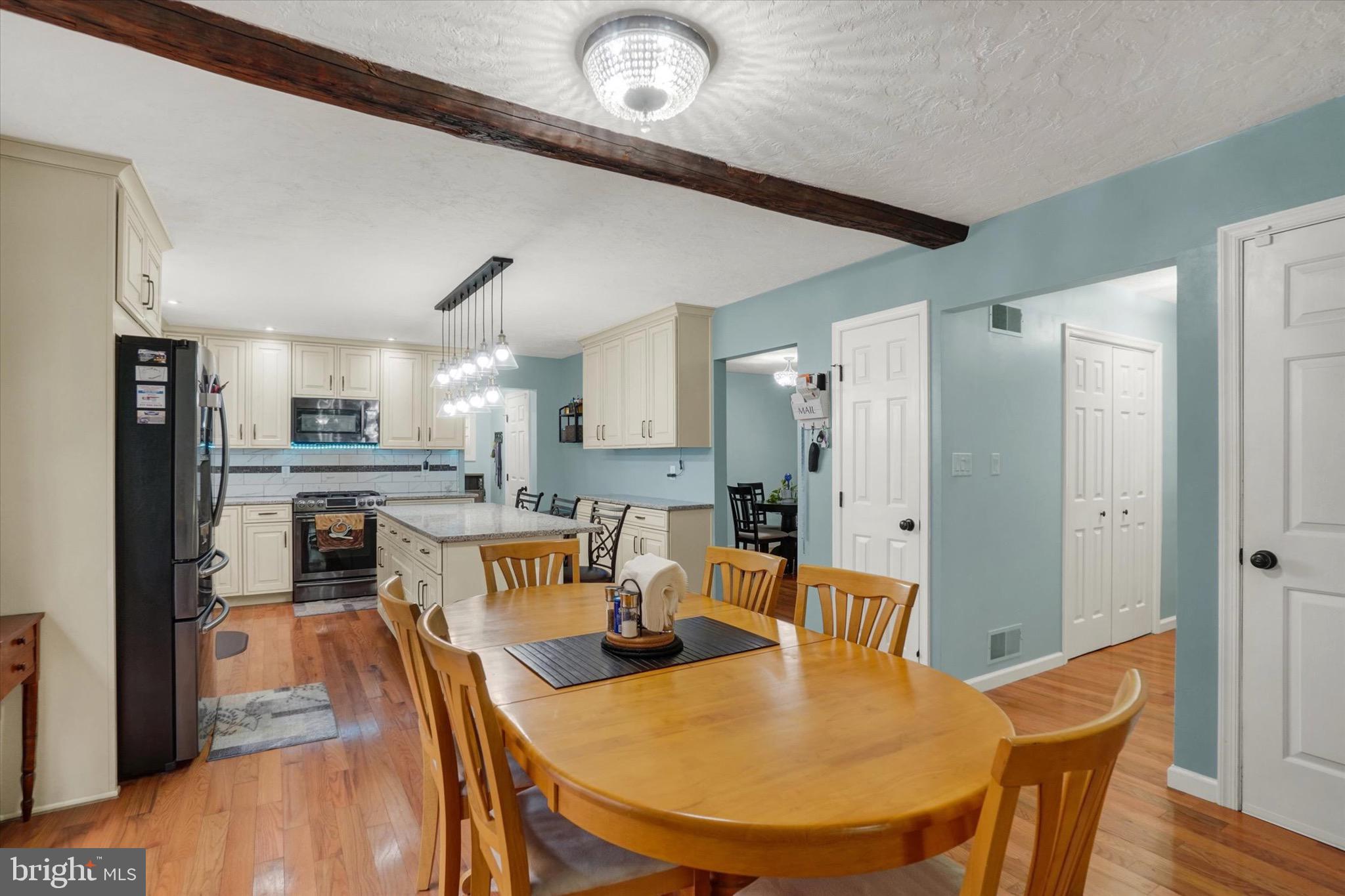 1665 Craley Road Windsor, PA 17366 - Photo 20 of 69 a kitchen with stainless steel appliances granite countertop a dining table chairs refrigerator and sink
