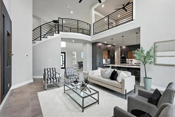 a living room with furniture
