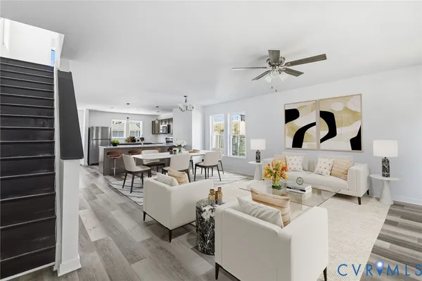 a living room with furniture