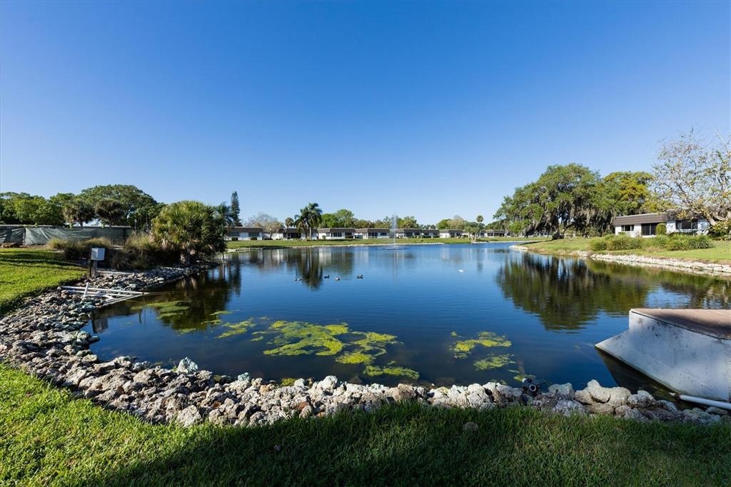 3947 Panola Lane, Unit 180 Sarasota, FL 34232 - Photo 44 of 49 a view of a lake with lawn chairs