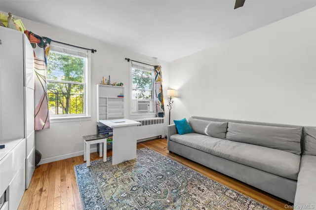 a living room with furniture and a rug