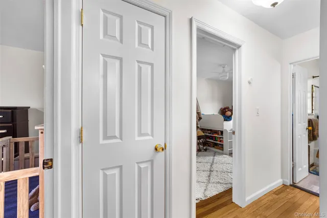 a view of a bedroom with a furniture and closet