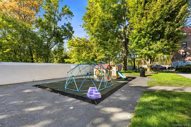 a view of a park with slides