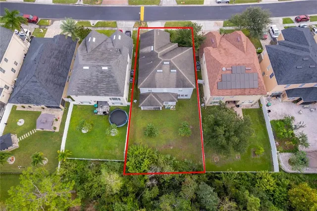 an aerial view of a house