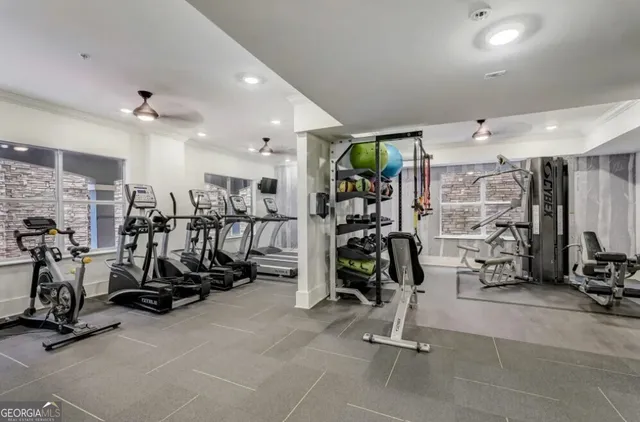 a view of a room with gym equipment