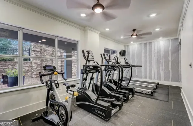 a view of a room with gym equipment