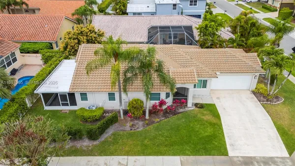 an aerial view of a house