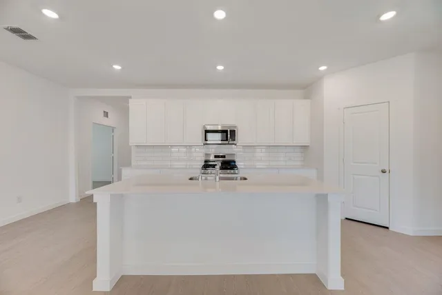 a view of counter top space and window