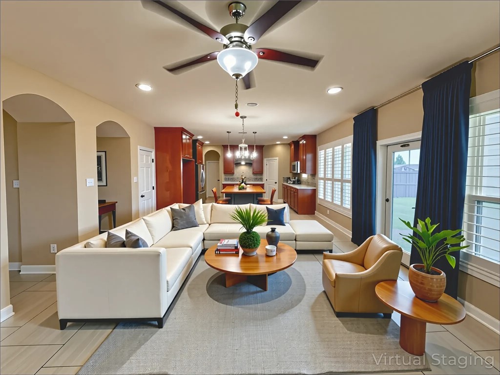 1832 Bay Landing Drive Portland, TX 78374 - Photo 15 of 29 a living room with furniture potted plant and a chandelier