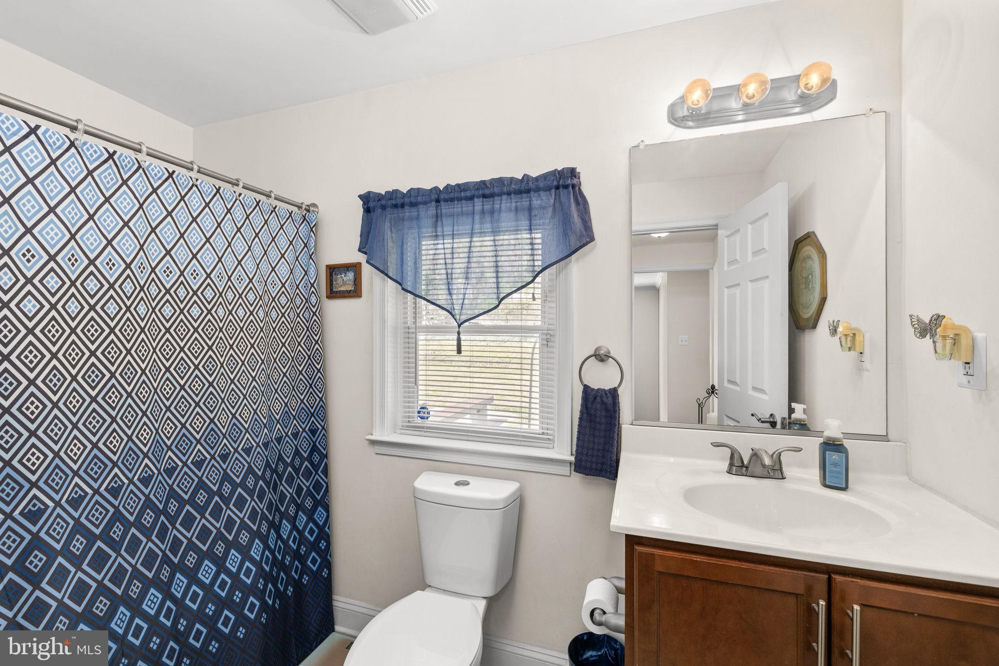 66 Kelley Road Fredericksburg, VA 22405 - Photo 20 of 35 a bathroom with a sink a toilet and a mirror