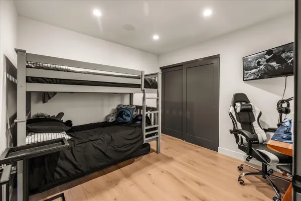 a bedroom with closet