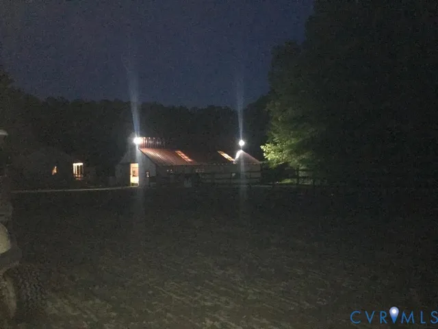 a view of a yard with an umbrella