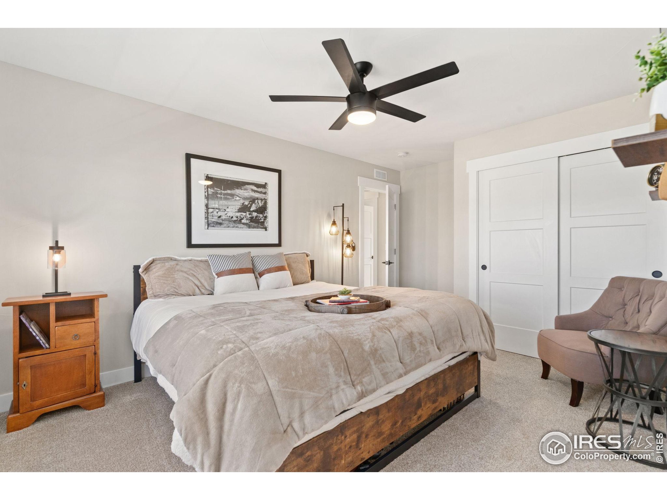 2032 Cuda Court Berthoud, CO 80513 - Photo 26 of 38 a bed room with a bed a chair and potted plant
