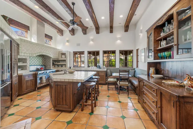 a kitchen with lots of counter top space
