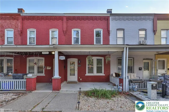 front view of a brick building
