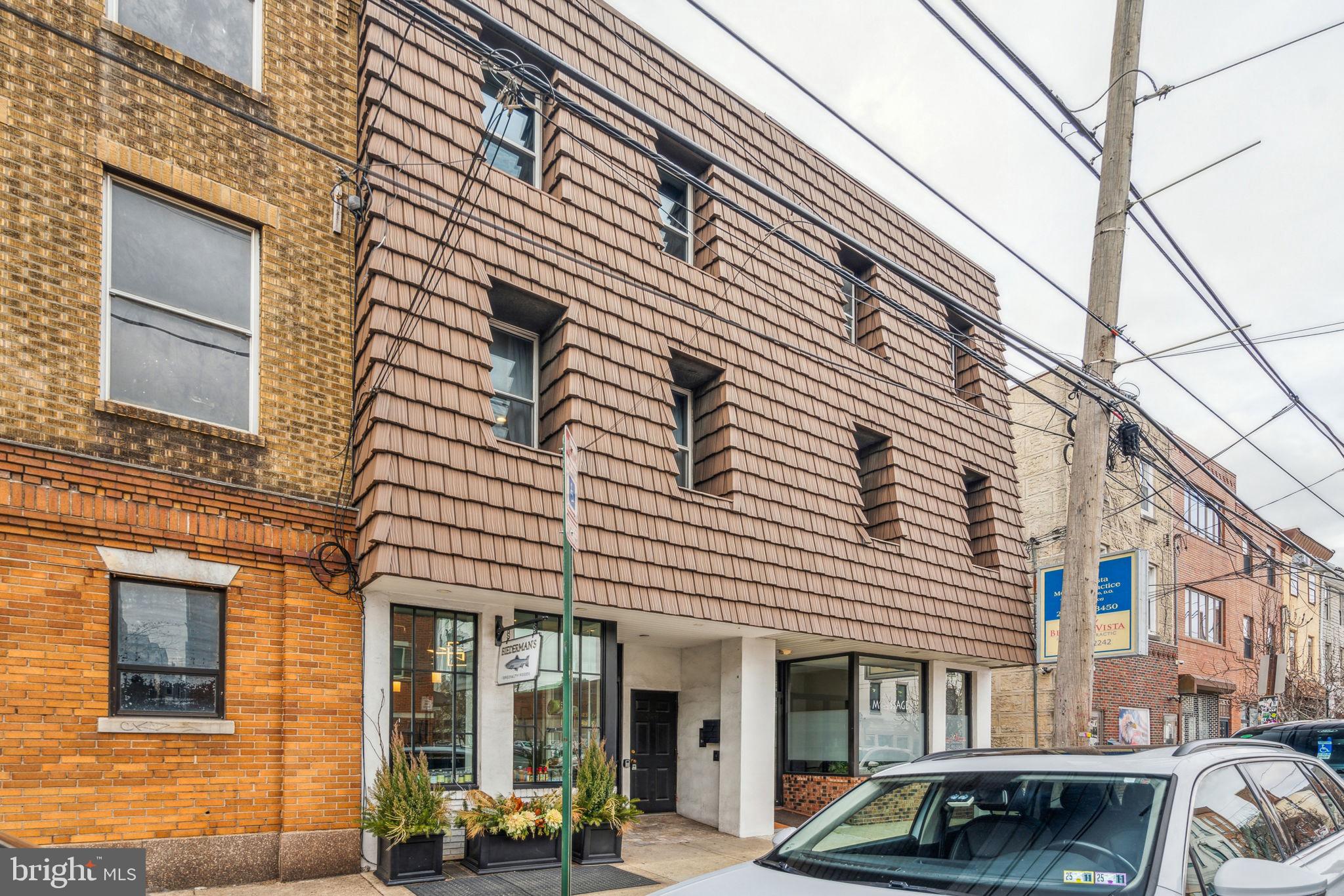 a front view of a building with