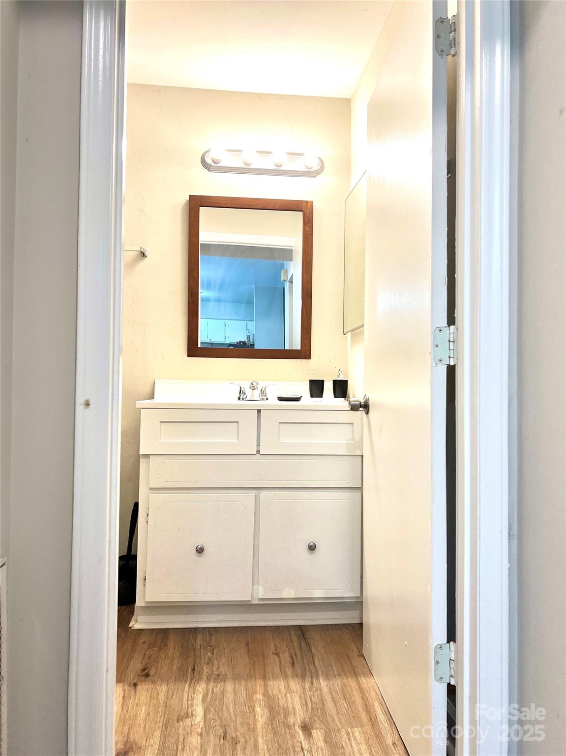 2014 Countrymens Court, Unit 60 Charlotte, NC 28210 - Photo 9 of 9 a bathroom with a sink vanity and a mirror