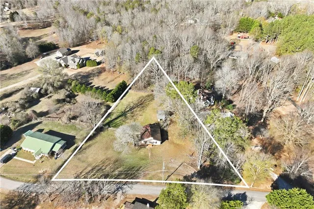an aerial view of a house