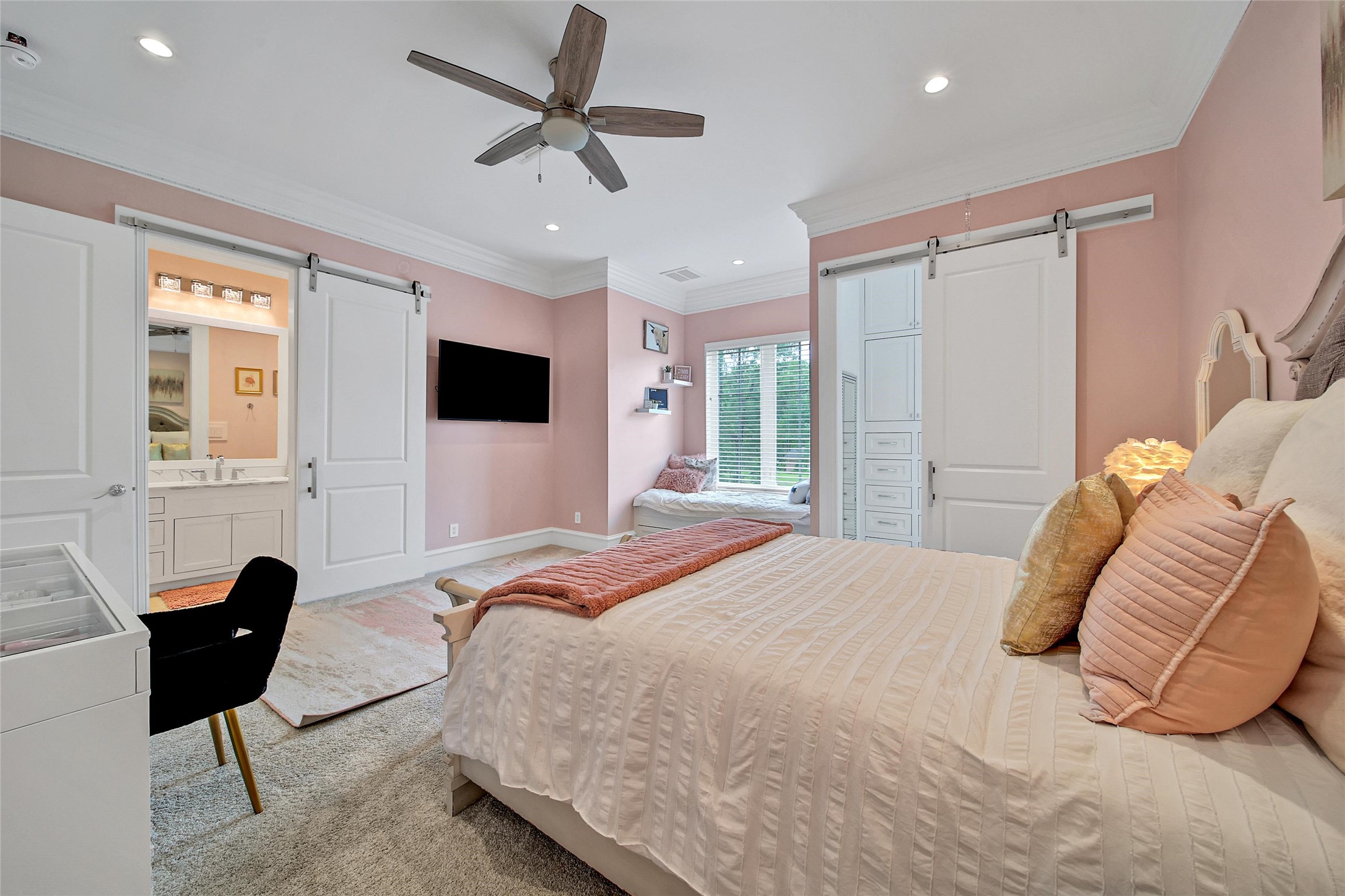 24357 East Webb Road Porter, TX 77365 - Photo 23 of 50 a bedroom with a bed window and couch