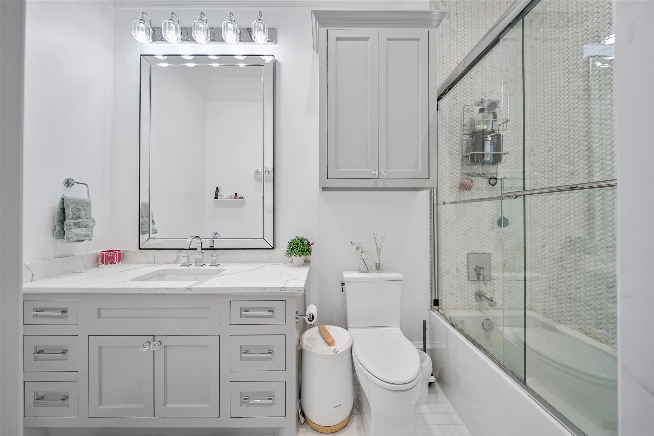 24357 East Webb Road Porter, TX 77365 - Photo 28 of 50 a bathroom with a sink a toilet and shower