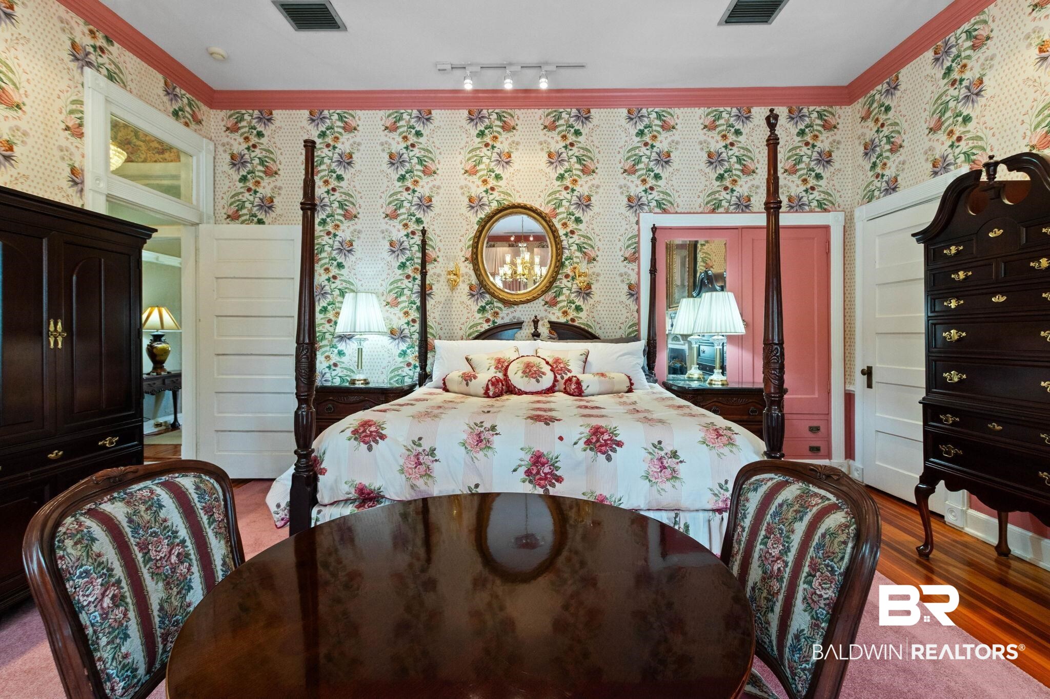 1701 Sowell Road Brewton, AL 36426 - Photo 57 of 83 Bedroom featuring wallpapered walls, ornamental molding, and wood finished floors