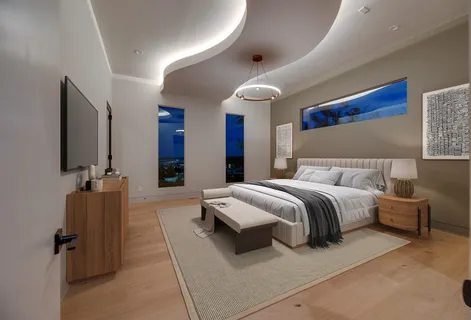a view of an empty room with glass door and windows