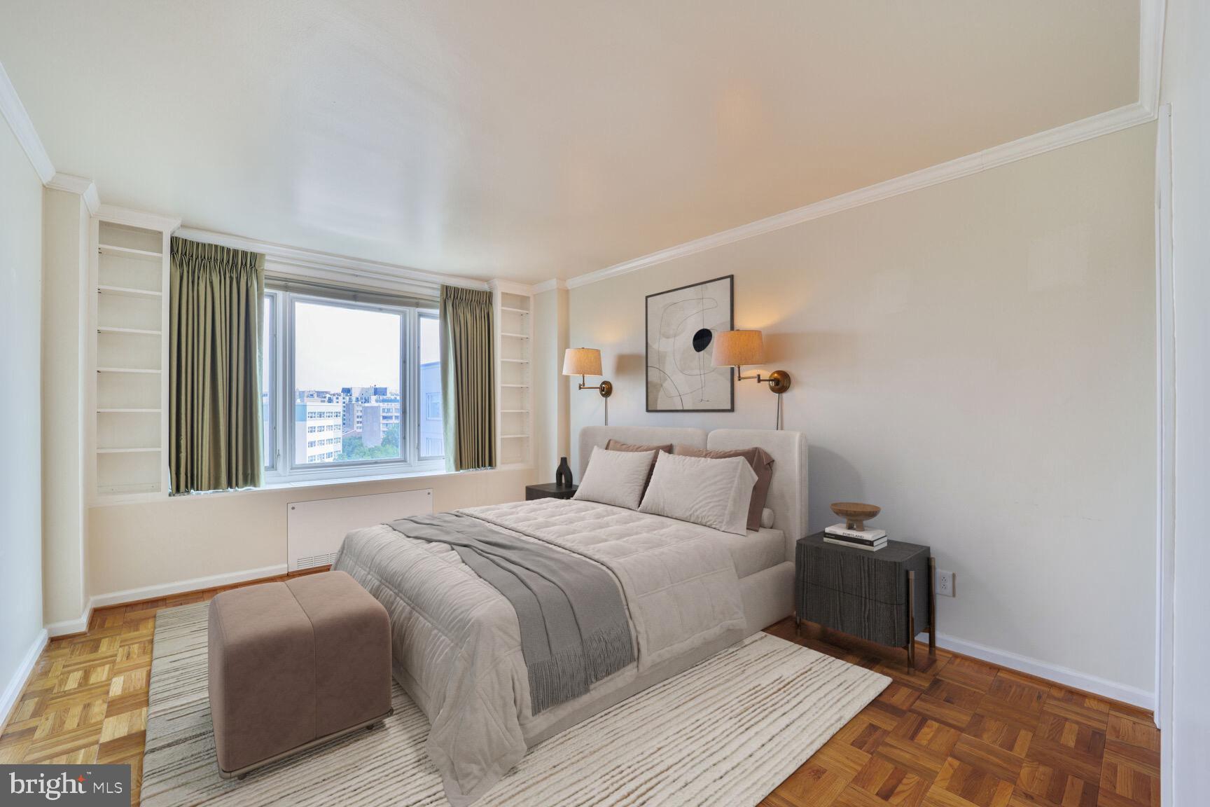 2475 Virginia Avenue Northwest, Unit 930 Washington, DC 20037 - Photo 22 of 42 a bedroom with a bed and a window