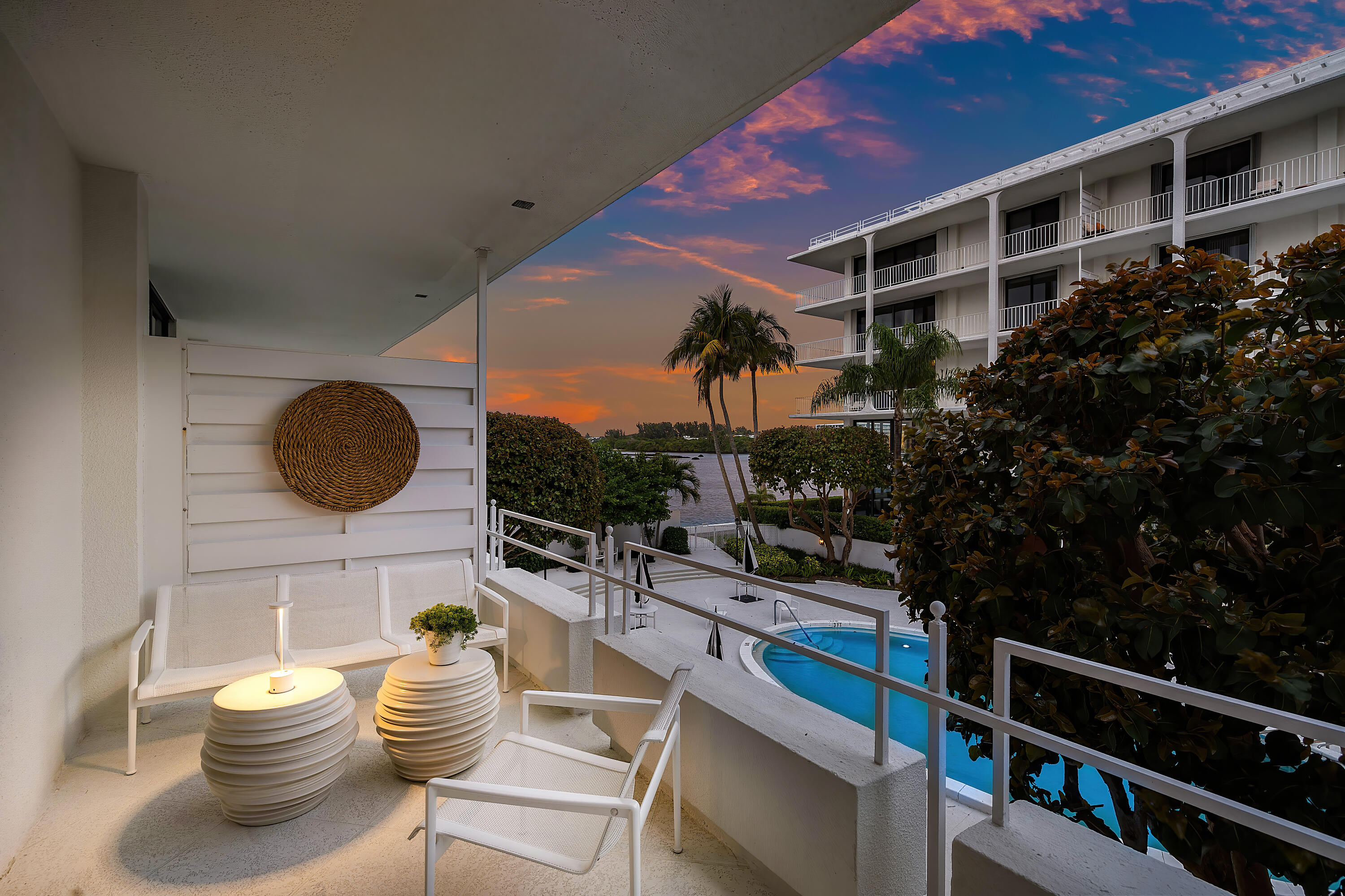 2150 Ibis Isle Road, Unit 8 Palm Beach, FL 33480 - Photo 20 of 29 East Balcony at Dusk