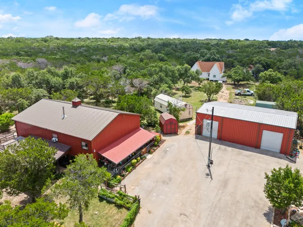 an aerial view of a house