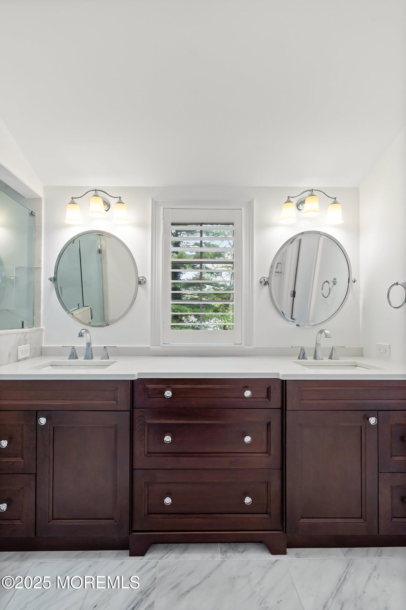 20 Rustic Terrace Fair Haven, NJ 07704 - Photo 17 of 40 a bathroom with a granite countertop sink a mirror and bathtub