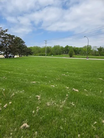 a view of a field with an ocean