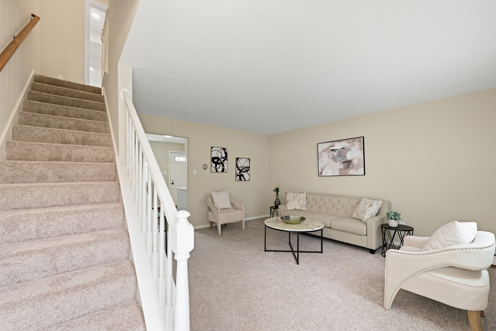1231 Town Crest Drive, Unit E New Lenox, IL 60451 - Photo 4 of 15 a living room with furniture and stairs