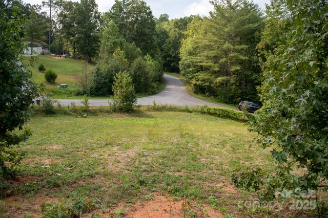 a view of a swimming pool with a yard