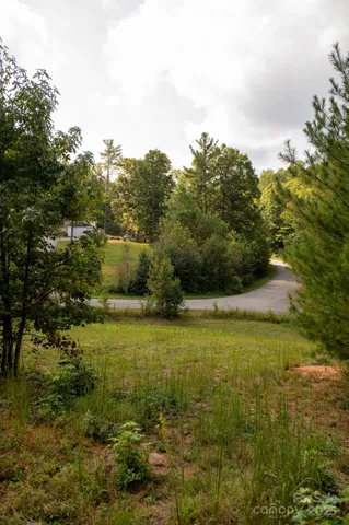a view of yard with swimming pool and trees