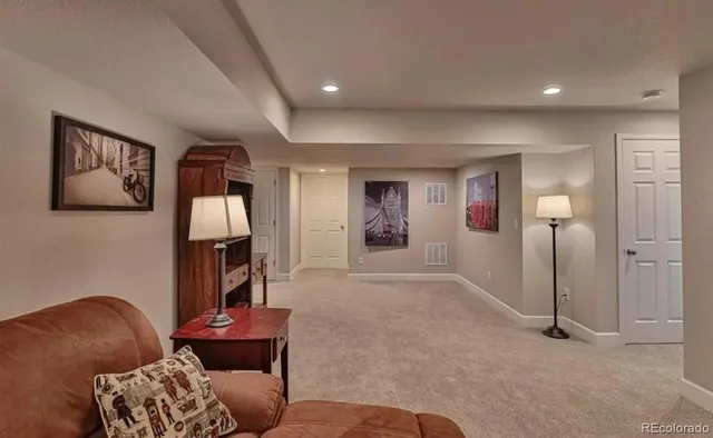 a living room with furniture