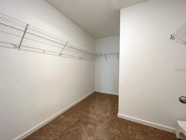 a view of a room with racks on the wall