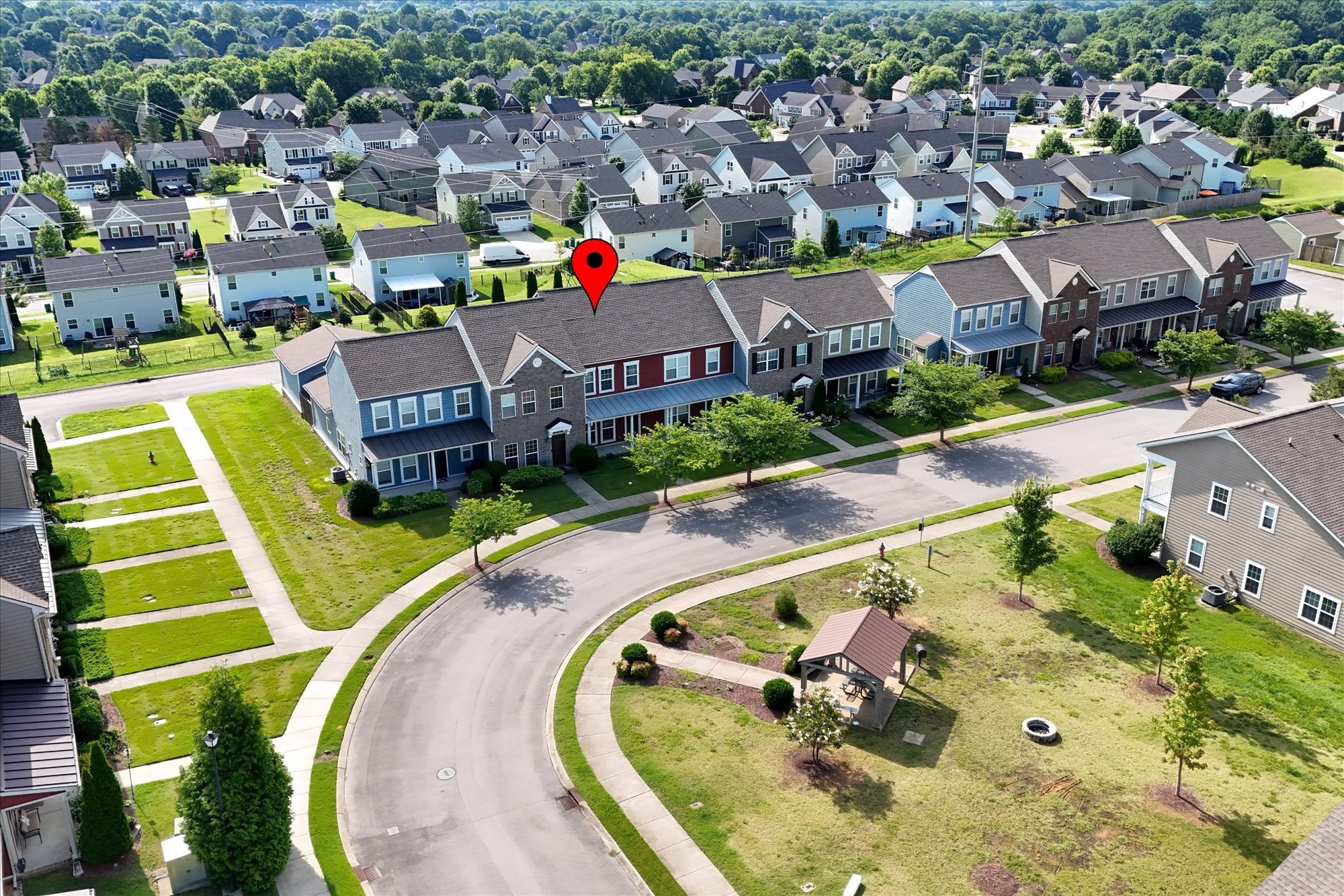 2050 Hemlock Drive Spring Hill, TN 37174 - Photo 36 of 48 an aerial view of a swimming pool with outdoor seating and yard
