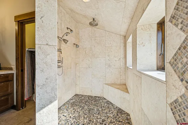 a bathroom with a shower
