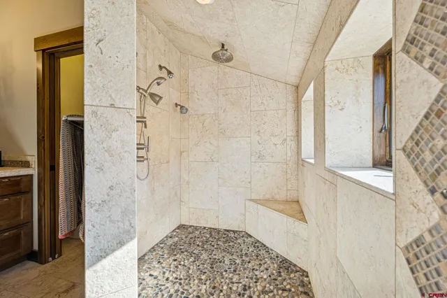 a bathroom with a shower