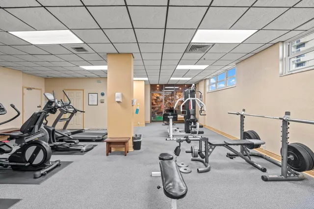 a view of a room with gym equipment