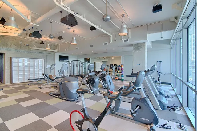 a view of a room with gym equipment