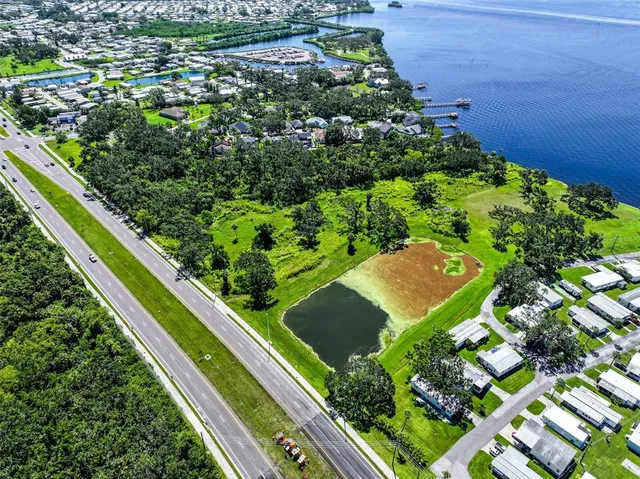 a view of a garden with a flower garden