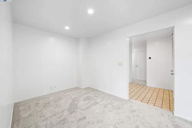 an empty room with a workbench