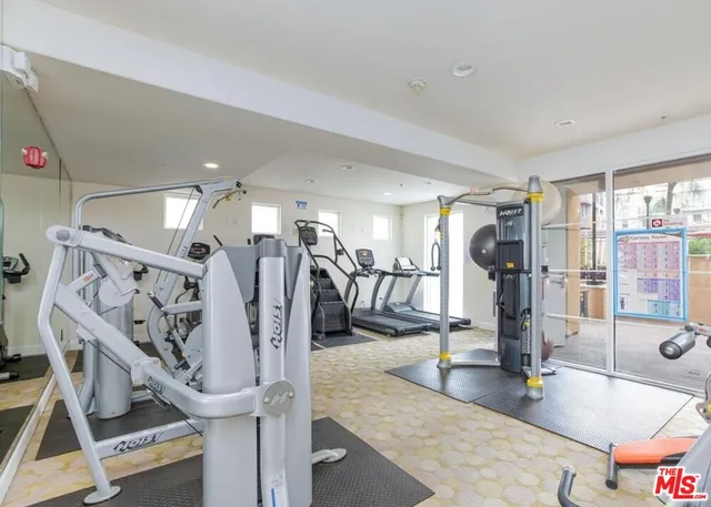 a view of a room with gym equipment